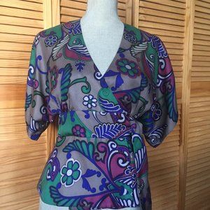 Tibi Multicolor Modern Geometric Floral Kimono Blazer